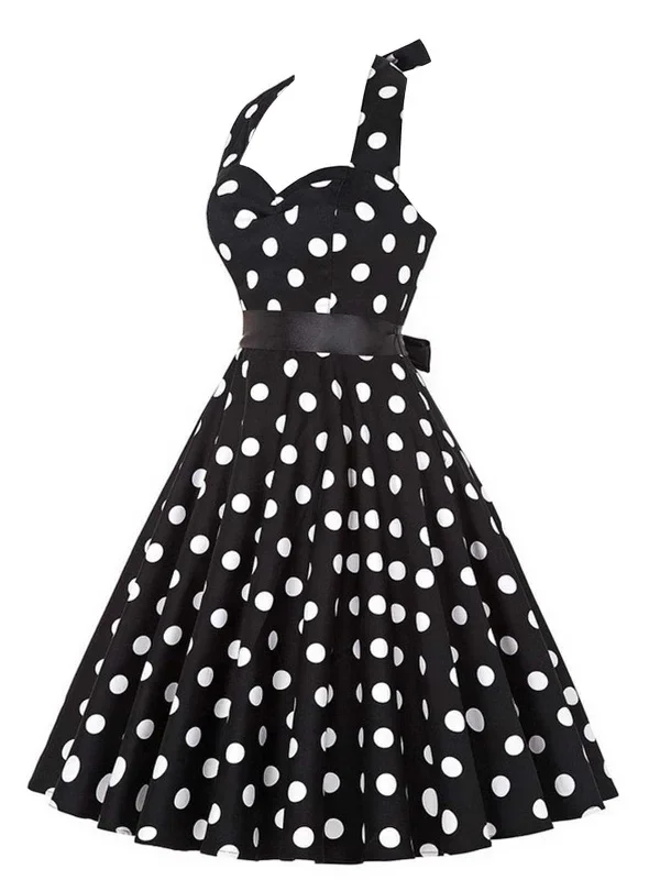 1950s-halter-contrast-polka-dots-belted-dress