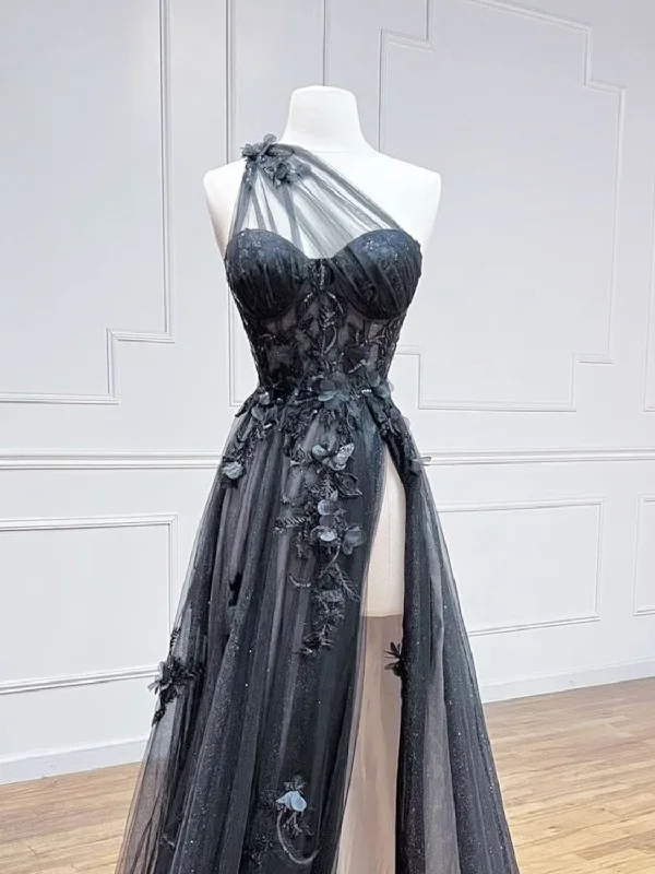 a-line-one-shoulder-tulle-black-long-prom-dress-black-formal-evening-dress