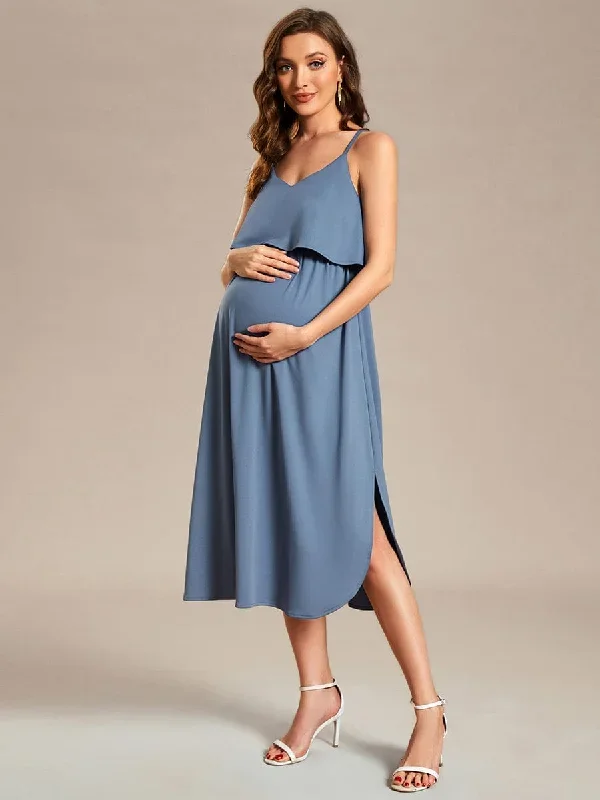 airy-adjustable-spaghetti-straps-knee-length-a-line-maternity-dress-ey01860