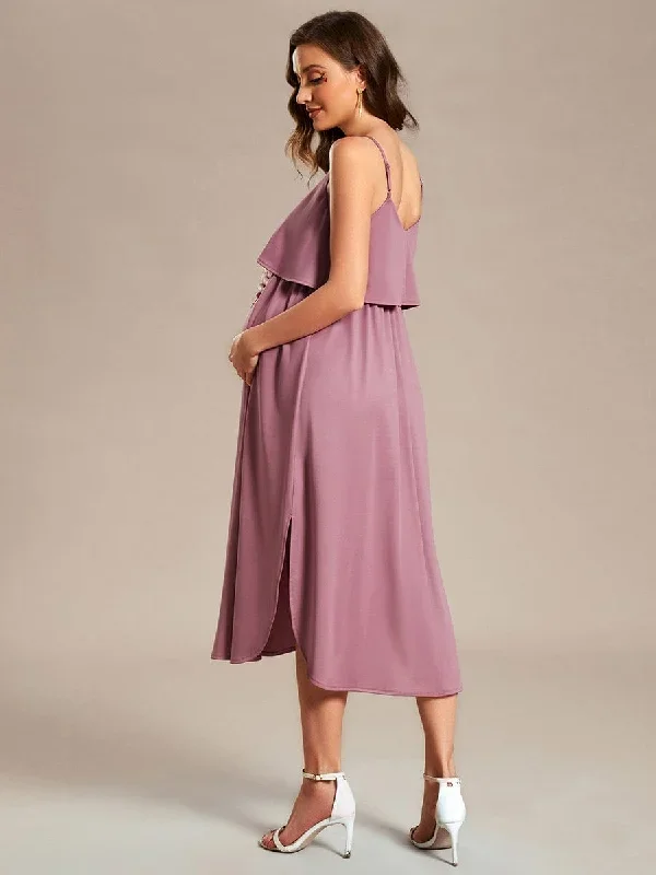 airy-adjustable-spaghetti-straps-knee-length-a-line-maternity-dress-ey01860