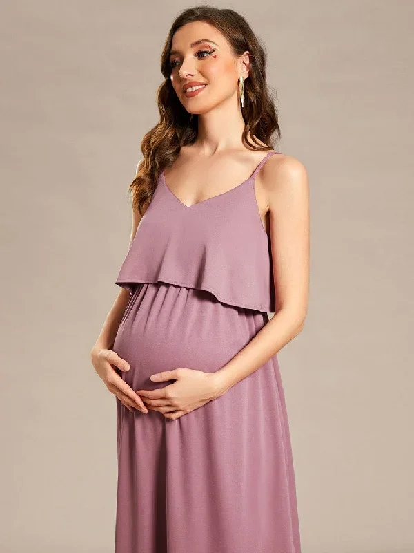 airy-adjustable-spaghetti-straps-knee-length-a-line-maternity-dress-ey01860