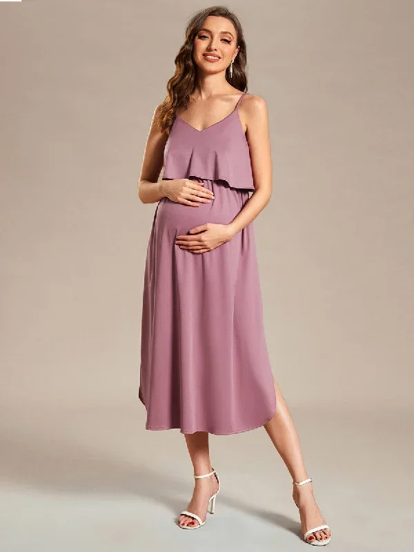 airy-adjustable-spaghetti-straps-knee-length-a-line-maternity-dress-ey01860