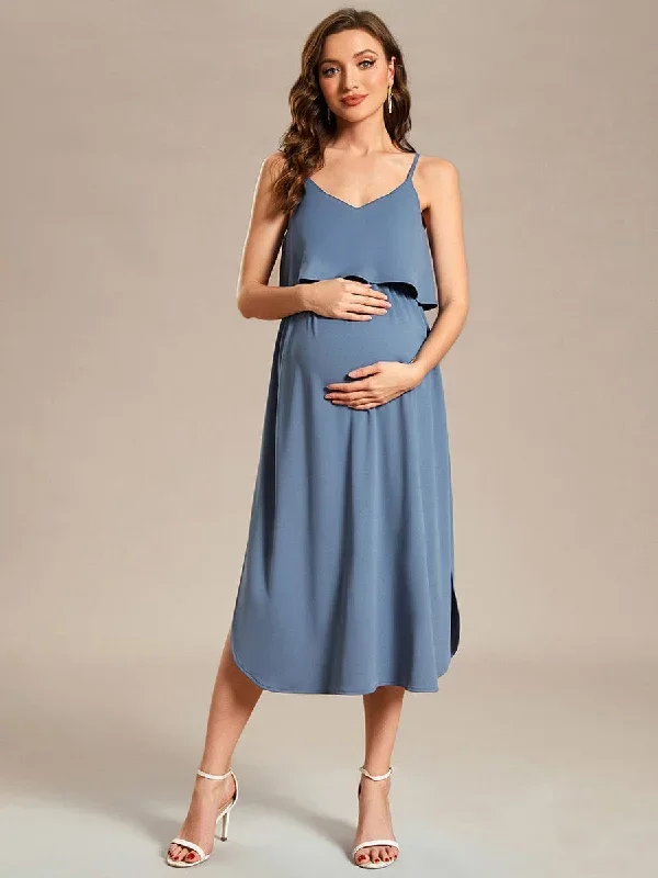 airy-adjustable-spaghetti-straps-knee-length-a-line-maternity-dress-ey01860