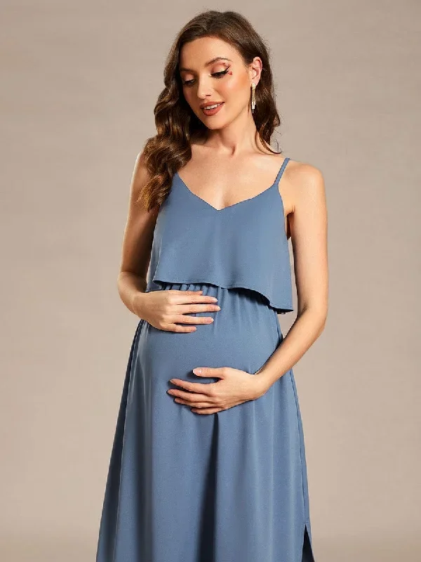 airy-adjustable-spaghetti-straps-knee-length-a-line-maternity-dress-ey01860