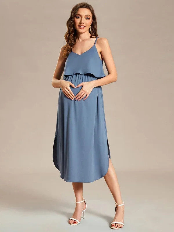 airy-adjustable-spaghetti-straps-knee-length-a-line-maternity-dress-ey01860