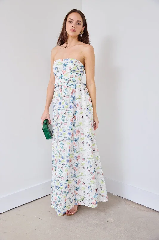 Alisha Eyelet Floral Maxi Dress