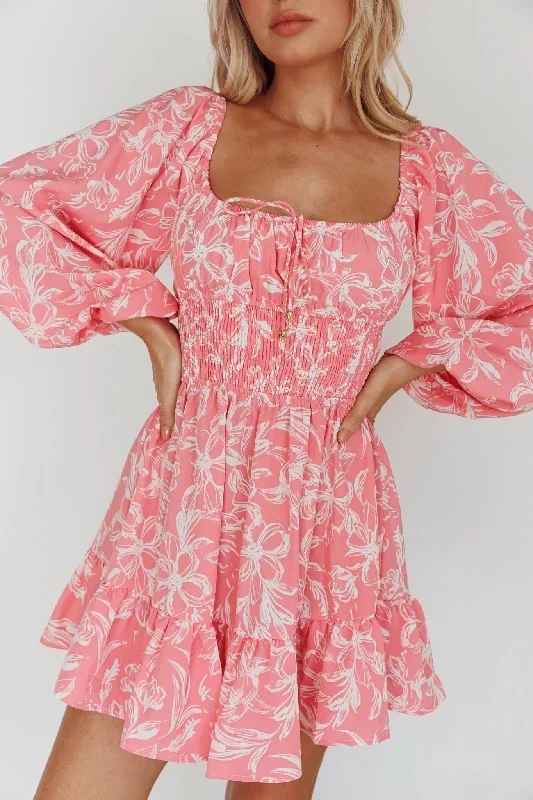 amilie-shirred-long-sleeve-dress-floral-pink