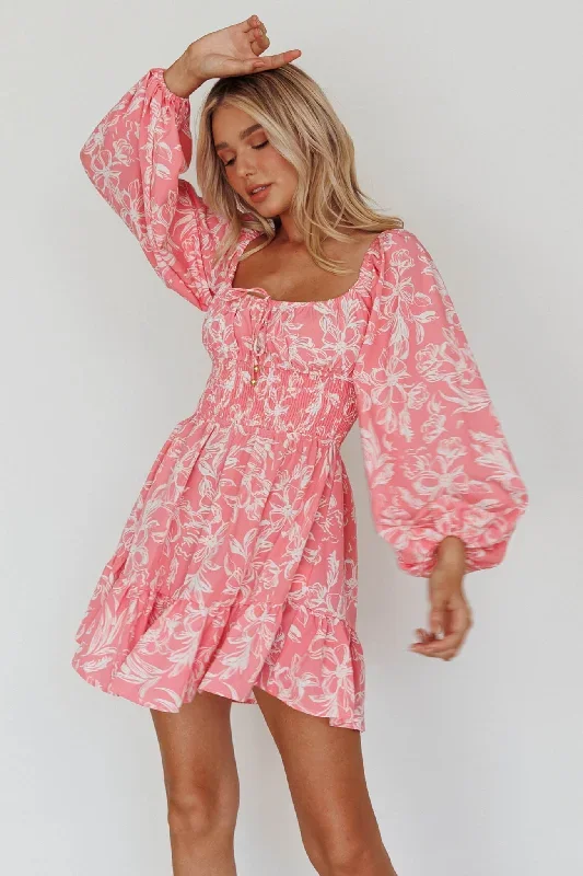 amilie-shirred-long-sleeve-dress-floral-pink