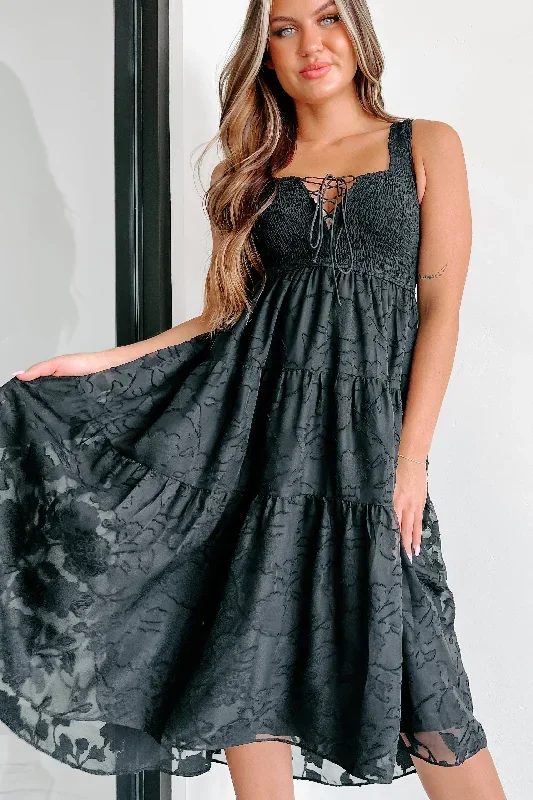 anitta-tiered-smocked-lace-up-midi-dress-black