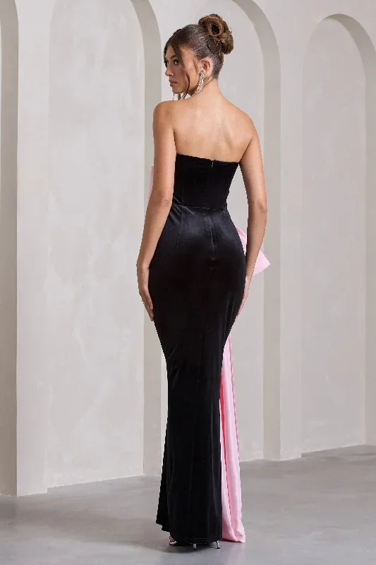 best-wishes-black-velvet-bandeau-split-maxi-dress-with-oversized-pink-bow-cl132047002