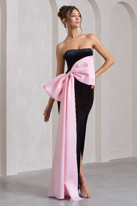 best-wishes-black-velvet-bandeau-split-maxi-dress-with-oversized-pink-bow-cl132047002