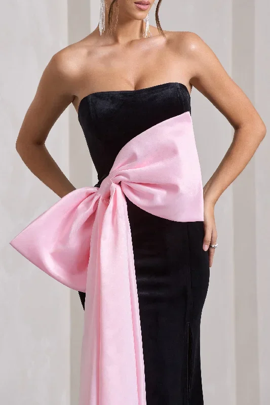 best-wishes-black-velvet-bandeau-split-maxi-dress-with-oversized-pink-bow-cl132047002