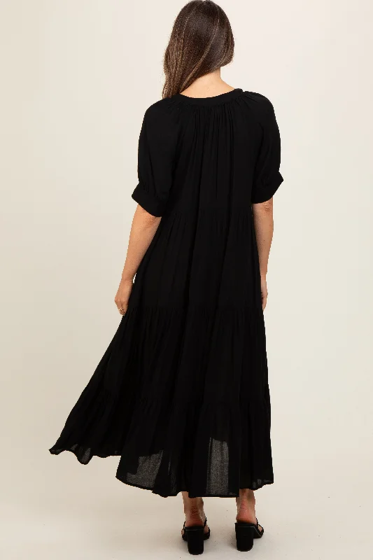 black-lightweight-flowy-tiered-maternity-maxi-dress