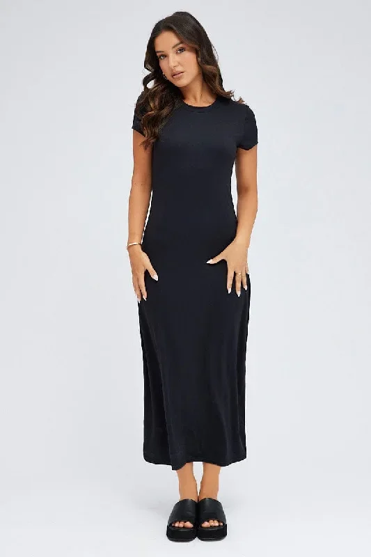 black-maxi-dress-short-sleeve-bodycon-supersoft-dd1629-84r-1