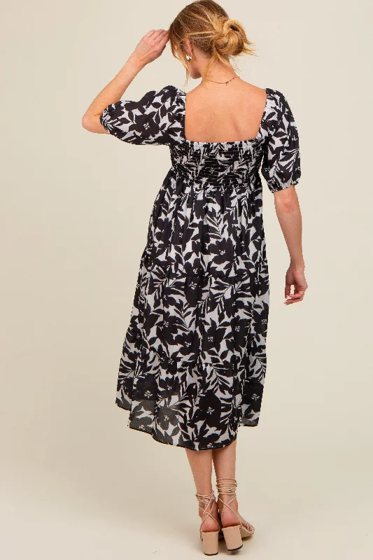 black-printed-maternity-midi-dress