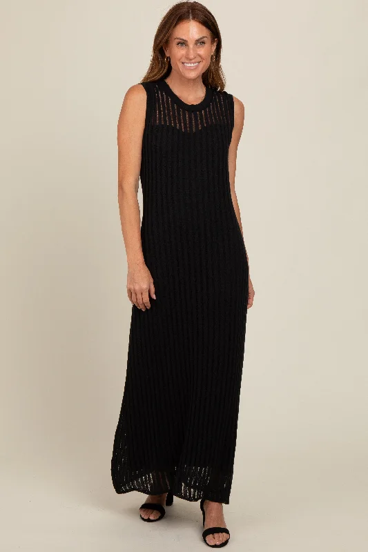 black-sheer-knit-layered-maternity-maxi-dress