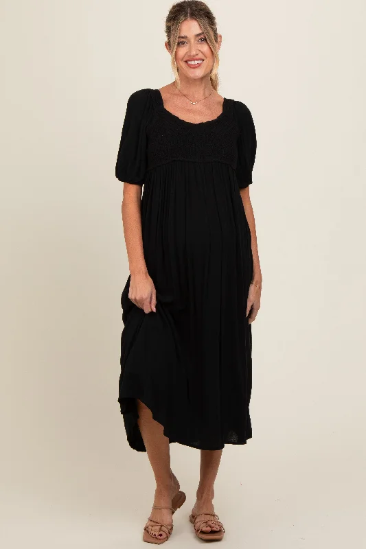 Black Short Sleeve Knit Top Maternity Dress