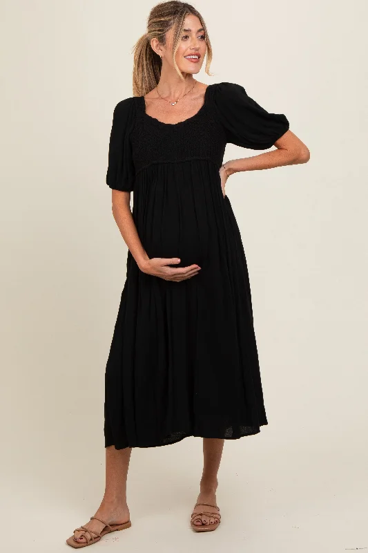 black-short-sleeve-knit-top-maternity-dress