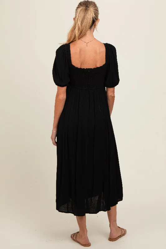 black-short-sleeve-knit-top-maternity-dress