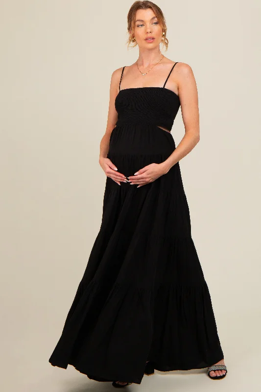 black-smocked-cutout-maternity-maxi-dress