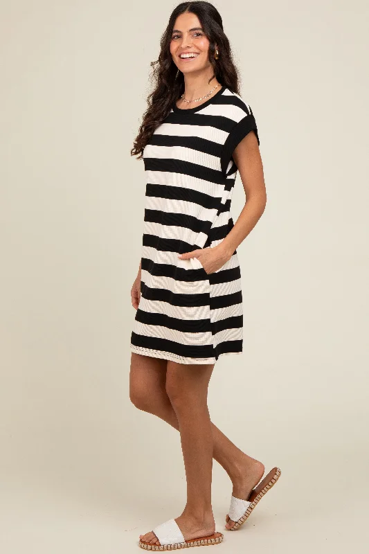 black-striped-maternity-mini-dress