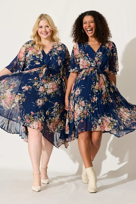 Blakely Dress In Navy Floral Chiffon