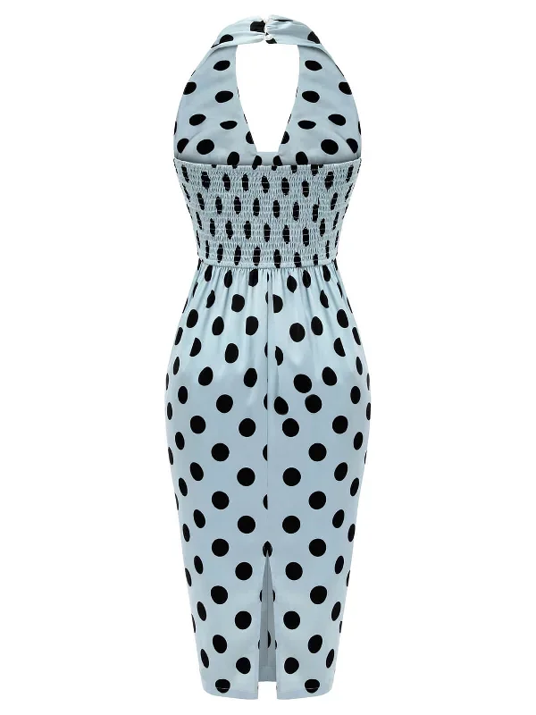 blue-1960s-polks-dots-pencil-dress