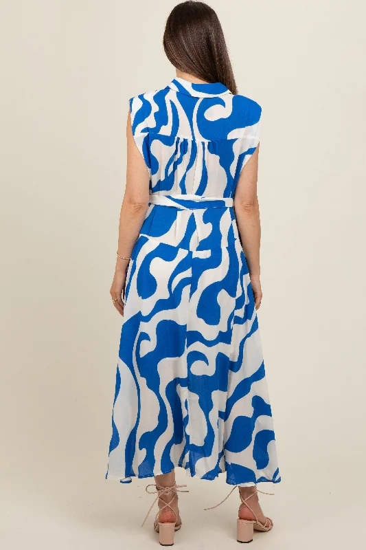 blue-abstract-print-collared-belted-maternity-dress