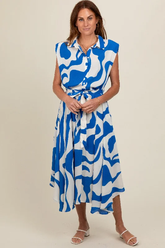 blue-abstract-print-collared-belted-maternity-dress