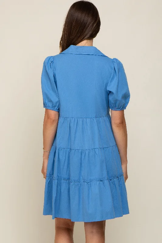 blue-collared-tiered-maternity-dress