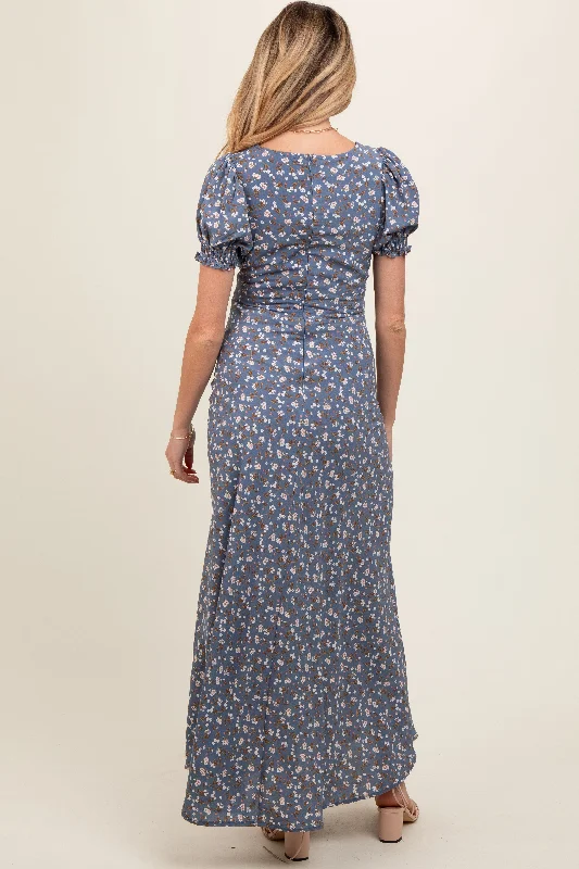 blue-floral-puff-sleeve-v-neck-maternity-maxi-dress