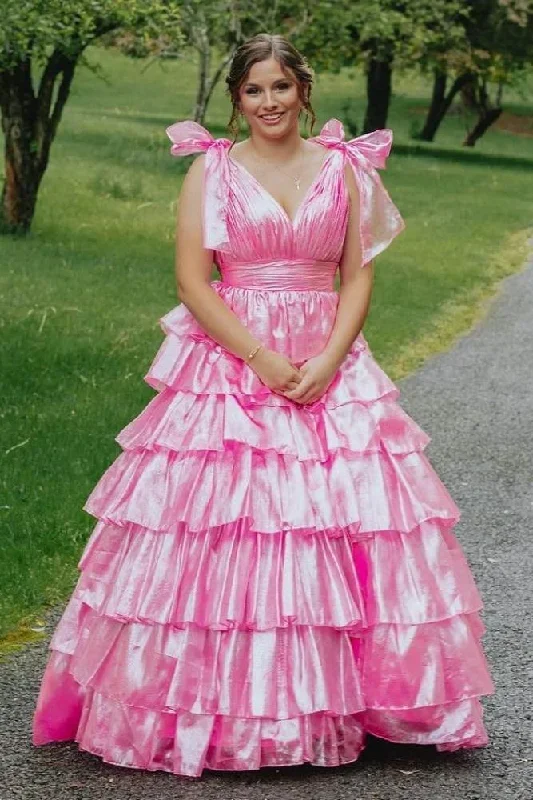 blue-v-neck-tiered-a-line-long-prom-dress-with-bow-tie-straps