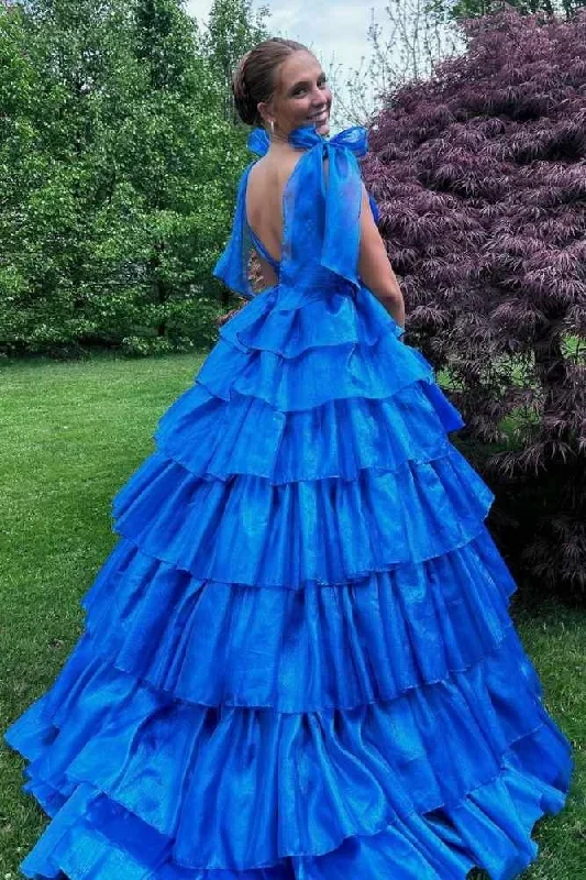 blue-v-neck-tiered-a-line-long-prom-dress-with-bow-tie-straps