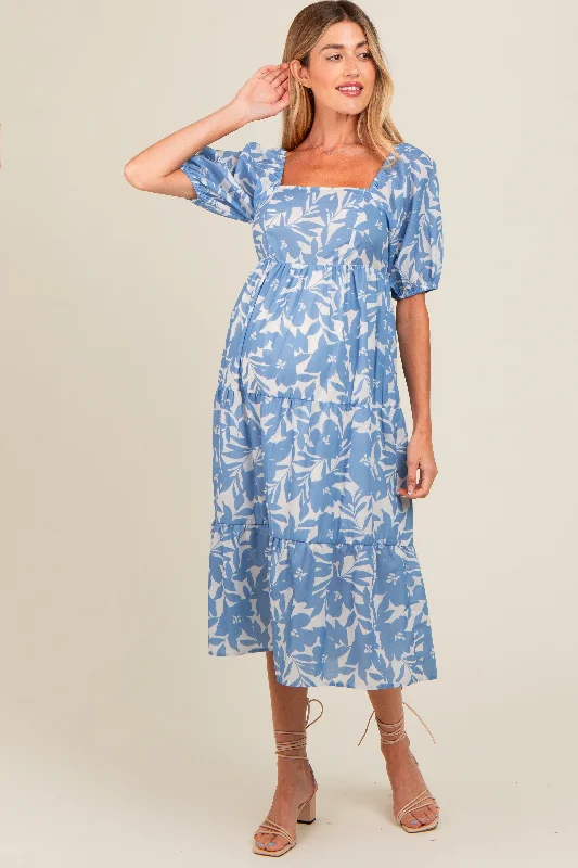 blue-white-floral-maternity-midi-dress