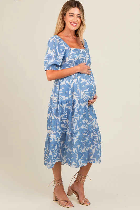 blue-white-floral-maternity-midi-dress