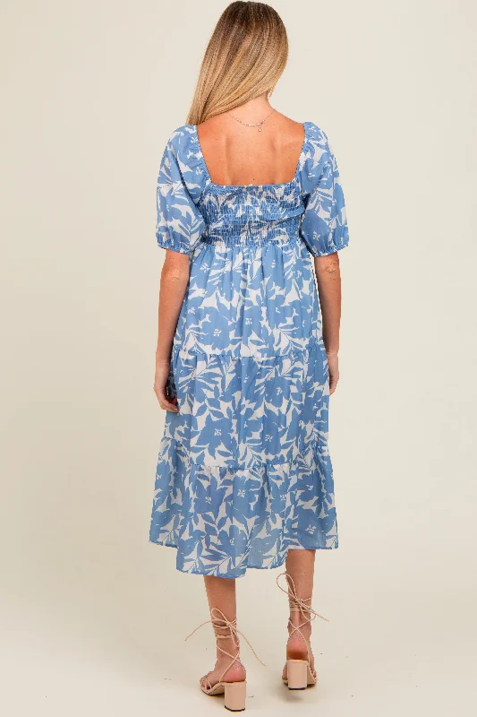 blue-white-floral-maternity-midi-dress