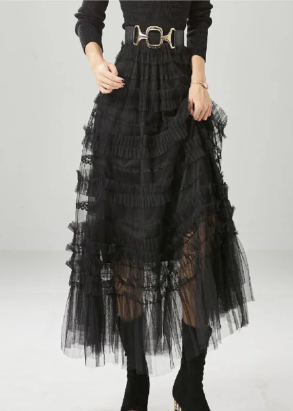 bohemian-black-ruffled-tulle-vacation-skirts-fall