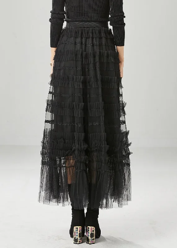 bohemian-black-ruffled-tulle-vacation-skirts-fall