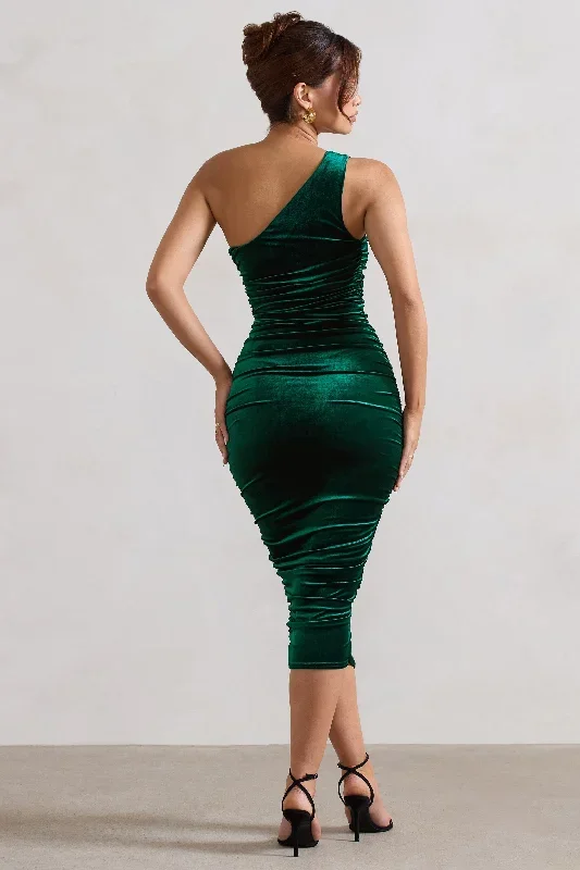 bottle-green-one-shoulder-ruched-midi-dress-cl126732047