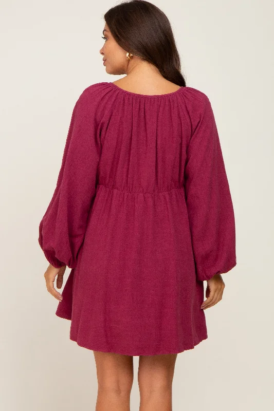 burgundy-crochet-lace-button-front-maternity-dress