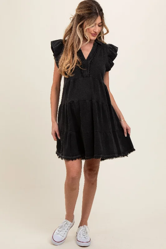 charcoal-french-terry-tiered-maternity-dress