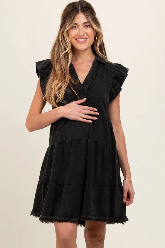 charcoal-french-terry-tiered-maternity-dress