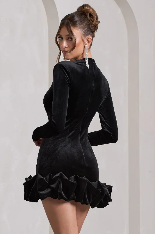 claudine-black-velvet-high-neck-long-sleeved-ruffled-mini-dress-cl128798002