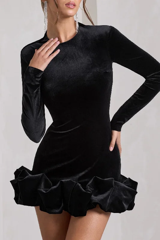 claudine-black-velvet-high-neck-long-sleeved-ruffled-mini-dress-cl128798002