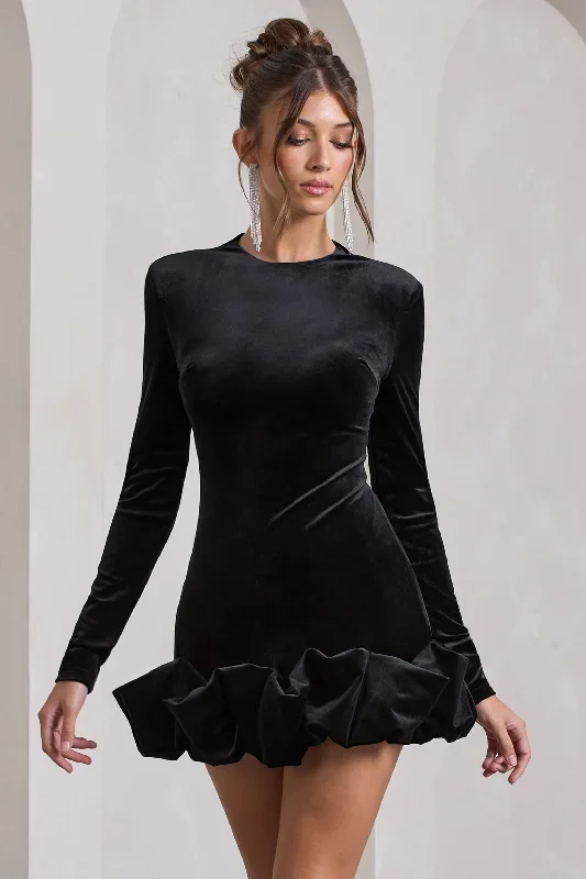 claudine-black-velvet-high-neck-long-sleeved-ruffled-mini-dress-cl128798002