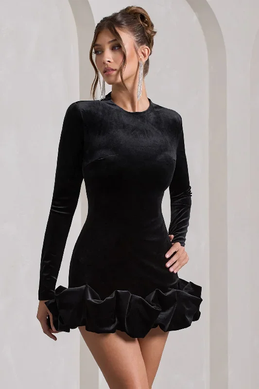 claudine-black-velvet-high-neck-long-sleeved-ruffled-mini-dress-cl128798002