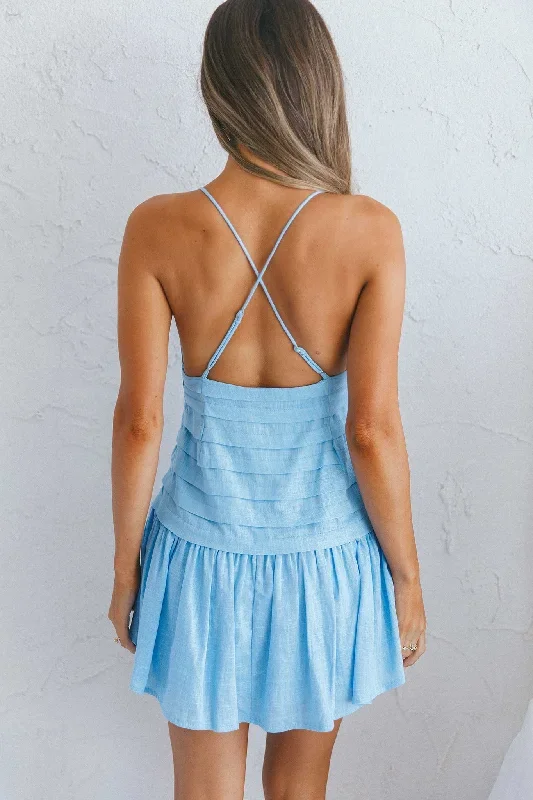 clear-skies-pintuck-pleat-wide-ruffle-hem-mini-dress-sky-blue