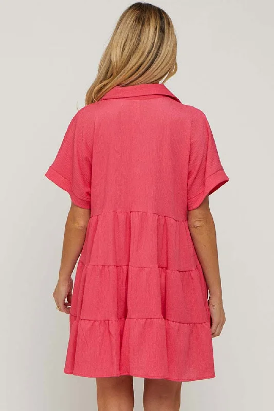 coral-collared-button-front-short-sleeve-maternity-dress