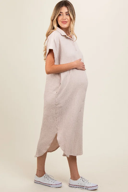 cream-double-gauze-button-down-maternity-maxi-shirt-dress