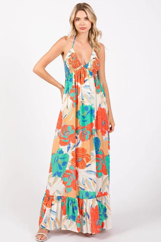 cream-floral-smocked-halter-cutout-maternity-maxi-dress